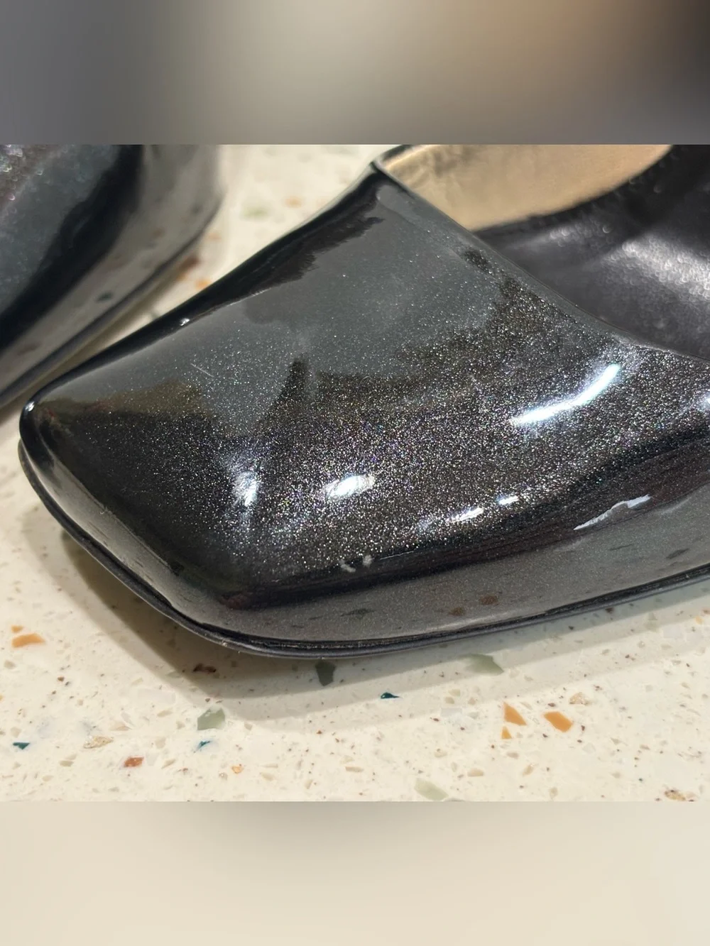 Prada Black Patent Leather Square Toe Pumps
